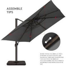 9 Ft. X 9 Ft. Square Aluminum Cantilever Tilt Patio Umbrella In Gray -More Furniture Store jearey cantilever umbrellas 9 9sdylm gray c3 1000