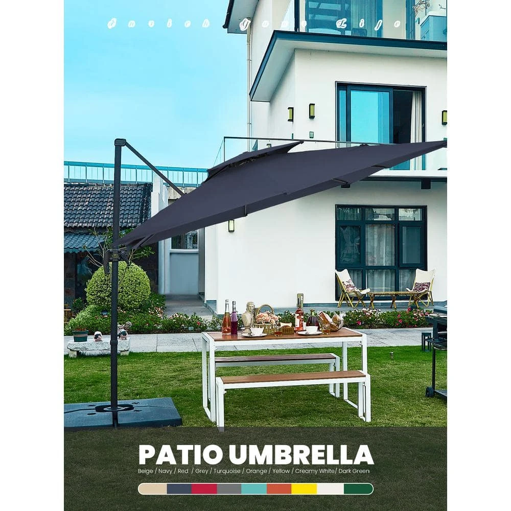 9 Ft. X 9 Ft. Square Aluminum Cantilever Tilt Patio Umbrella In Navy 11 9 Ft. X 9 Ft. Square Aluminum Cantilever Tilt Patio Umbrella In Navy - Image 11