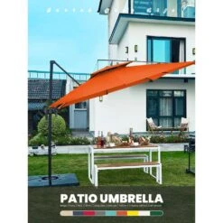9 Ft. X 9 Ft. Square Aluminum Cantilever Tilt Patio Umbrella In Orange 21 9 Ft. X 9 Ft. Square Aluminum Cantilever Tilt Patio Umbrella In Orange -More Furniture Store jearey cantilever umbrellas 9 9sdylm orange 31 1000
