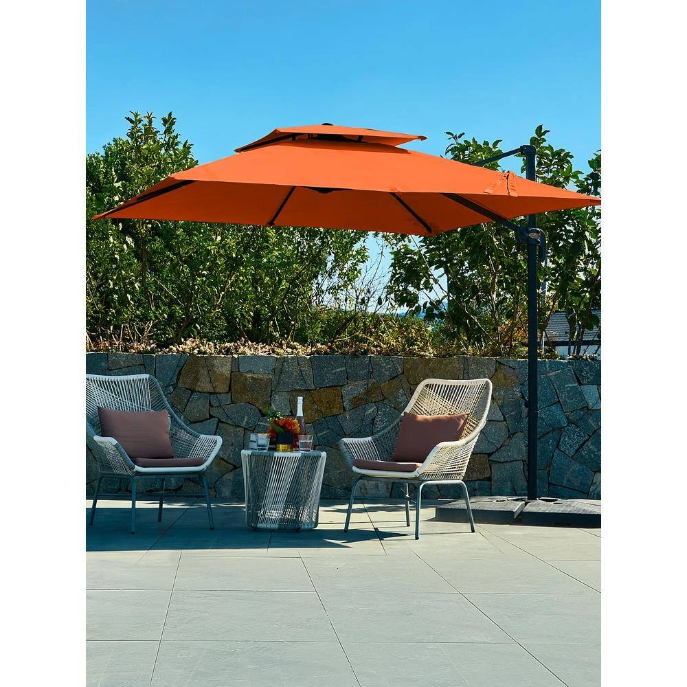 9 Ft. X 9 Ft. Square Aluminum Cantilever Tilt Patio Umbrella In Orange 3 9 Ft. X 9 Ft. Square Aluminum Cantilever Tilt Patio Umbrella In Orange - Image 3
