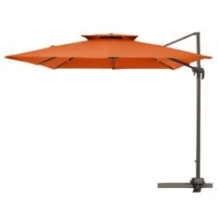 9 Ft. X 9 Ft. Square Aluminum Cantilever Tilt Patio Umbrella In Orange 18 9 Ft. X 9 Ft. Square Aluminum Cantilever Tilt Patio Umbrella In Orange -More Furniture Store jearey cantilever umbrellas 9 9sdylm orange c3 1000