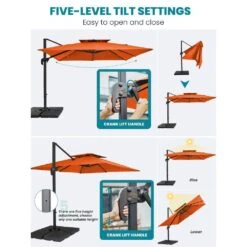 9 Ft. X 9 Ft. Square Aluminum Cantilever Tilt Patio Umbrella In Orange 20 9 Ft. X 9 Ft. Square Aluminum Cantilever Tilt Patio Umbrella In Orange -More Furniture Store jearey cantilever umbrellas 9 9sdylm orange d4 1000
