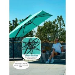 9 Ft. X 9 Ft. Square Aluminum Cantilever Tilt Patio Umbrella In Peacook Blue -More Furniture Store jearey cantilever umbrellas 9 9sdylm pb 1d 1000