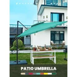 9 Ft. X 9 Ft. Square Aluminum Cantilever Tilt Patio Umbrella In Peacook Blue -More Furniture Store jearey cantilever umbrellas 9 9sdylm pb 31 1000