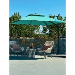 9 Ft. X 9 Ft. Square Aluminum Cantilever Tilt Patio Umbrella In Peacook Blue -More Furniture Store jearey cantilever umbrellas 9 9sdylm pb 40 1000