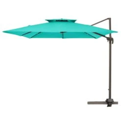 9 Ft. X 9 Ft. Square Aluminum Cantilever Tilt Patio Umbrella In Peacook Blue -More Furniture Store jearey cantilever umbrellas 9 9sdylm pb 4f 1000