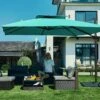 9 Ft. X 9 Ft. Square Aluminum Cantilever Tilt Patio Umbrella In Peacook Blue