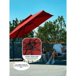 9 Ft. X 9 Ft. Square Aluminum Cantilever Tilt Patio Umbrella In Red 15 9 Ft. X 9 Ft. Square Aluminum Cantilever Tilt Patio Umbrella In Red -More Furniture Store jearey cantilever umbrellas 9 9sdylm red 1d 1000