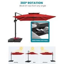 9 Ft. X 9 Ft. Square Aluminum Cantilever Tilt Patio Umbrella In Red 17 9 Ft. X 9 Ft. Square Aluminum Cantilever Tilt Patio Umbrella In Red -More Furniture Store jearey cantilever umbrellas 9 9sdylm red 77 1000