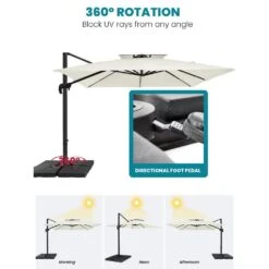 9 Ft. X 9 Ft. Square Aluminum Cantilever Tilt Patio Umbrella In Off-White -More Furniture Store jearey cantilever umbrellas 9 9sdylm wt 1f 1000