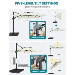 9 Ft. X 9 Ft. Square Aluminum Cantilever Tilt Patio Umbrella In Off-White -More Furniture Store jearey cantilever umbrellas 9 9sdylm wt c3 1000