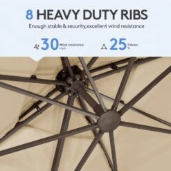 10 Ft. X 10 Ft. Sq. Cantilever Patio Umbrella With Weighted Base In Beige -More Furniture Store jearey cantilever umbrellas fx10ddz bg fa 1000