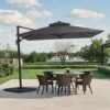 10 Ft. X 10 Ft. Sq. Cantilever Patio Umbrella With Weighted Base In Gray