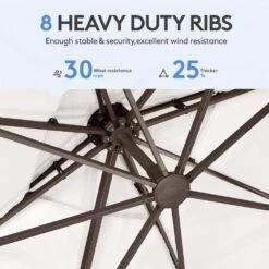 10 Ft. X 10 Ft. Square Cantilever Patio Umbrella With Weighted Base In Off-White -More Furniture Store jearey cantilever umbrellas fx10ddz wt 44 1000