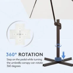 10 Ft. X 10 Ft. Square Cantilever Patio Umbrella With Weighted Base In Off-White -More Furniture Store jearey cantilever umbrellas fx10ddz wt 4f 1000