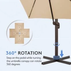 11 Ft. X 11 Ft. Sq. Cantilever Patio Umbrella With Weighted Base In Beige 10 11 Ft. X 11 Ft. Sq. Cantilever Patio Umbrella With Weighted Base In Beige -More Furniture Store jearey cantilever umbrellas fx11ddz bg 4f 1000