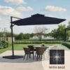 11 Ft. X 11 Ft. Sq. Cantilever Patio Umbrella With Weighted Base In Navy
