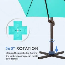 11 Ft. X 11 Ft. Square Cantilever Patio Umbrella With Weighted Base In Peacock Blue 10 11 Ft. X 11 Ft. Square Cantilever Patio Umbrella With Weighted Base In Peacock Blue -More Furniture Store jearey cantilever umbrellas fx11ddz pb 4f 1000