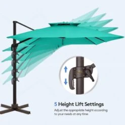 11 Ft. X 11 Ft. Square Cantilever Patio Umbrella With Weighted Base In Peacock Blue 9 11 Ft. X 11 Ft. Square Cantilever Patio Umbrella With Weighted Base In Peacock Blue -More Furniture Store jearey cantilever umbrellas fx11ddz pb c3 1000