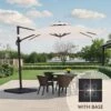 11 Ft. X 11 Ft. Sq. Cantilever Patio Umbrella With Weighted Base In Off-White