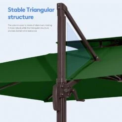 12 Ft. X 12 Ft. Aluminum Cantilever Patio Umbrella With Weighted Base In Dark Green 11 12 Ft. X 12 Ft. Aluminum Cantilever Patio Umbrella With Weighted Base In Dark Green -More Furniture Store jearey cantilever umbrellas fx12ddz dg 1f 1000