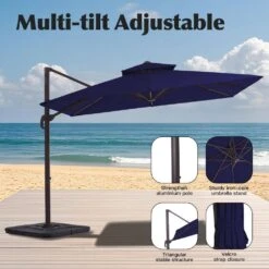 12 Ft. X 12 Ft. Aluminum Cantilever Patio Umbrella With Weighted Base In Navy 14 12 Ft. X 12 Ft. Aluminum Cantilever Patio Umbrella With Weighted Base In Navy -More Furniture Store jearey cantilever umbrellas fx12ddz nv 4f 1000