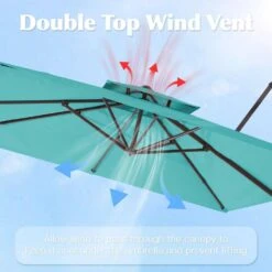 12 Ft. X 12 Ft. Aluminum Cantilever Patio Umbrella With Weighted Base In Peacock Blue -More Furniture Store jearey cantilever umbrellas fx12ddz pb 44 1000