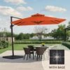 12 Ft. X 12 Ft. Aluminum Cantilever Patio Umbrella With Weighted Base In Pumpkin