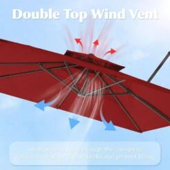 12 Ft. X 12 Ft. Aluminum Cantilever Patio Umbrella With Weighted Base In Red 16 12 Ft. X 12 Ft. Aluminum Cantilever Patio Umbrella With Weighted Base In Red -More Furniture Store jearey cantilever umbrellas fx12ddz rd 44 1000
