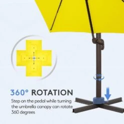 12 Ft. X 12 Ft. Aluminum Cantilever Patio Umbrella With Weighted Base In Yellow -More Furniture Store jearey cantilever umbrellas fx12ddz ye 1f 1000