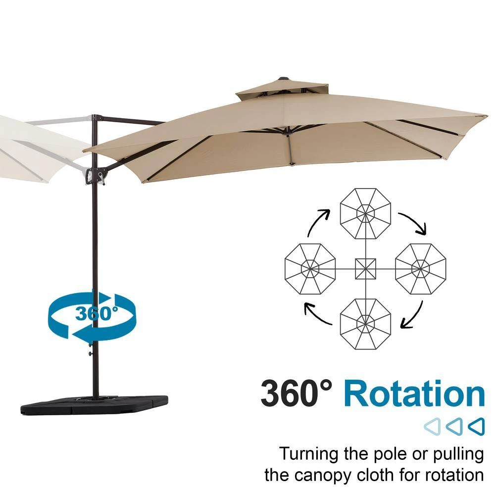 10 Ft. X 10 Ft. Square Outdoor Patio Cantilever Umbrella With Tilt In Beige 4 10 Ft. X 10 Ft. Square Outdoor Patio Cantilever Umbrella With Tilt In Beige - Image 4