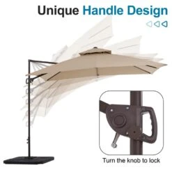 10 Ft. X 10 Ft. Square Outdoor Patio Cantilever Umbrella With Tilt In Beige 10 10 Ft. X 10 Ft. Square Outdoor Patio Cantilever Umbrella With Tilt In Beige -More Furniture Store jearey cantilever umbrellas jylmfx10 dz bg c3 1000