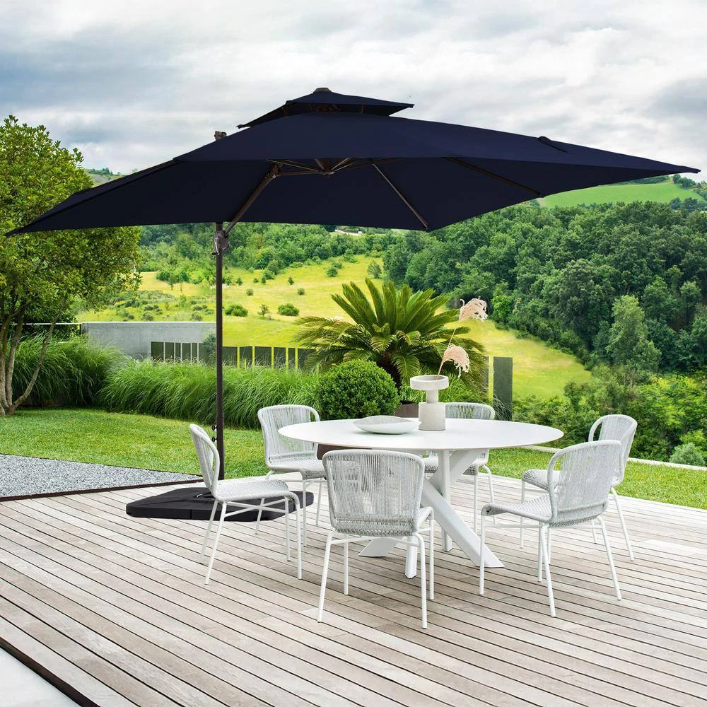 10 Ft. X 10 Ft. Square Outdoor Patio Cantilever Umbrella With Tilt In Navy 2 10 Ft. X 10 Ft. Square Outdoor Patio Cantilever Umbrella With Tilt In Navy - Image 2