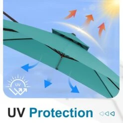 10 Ft. X 10 Ft. Square Outdoor Patio Cantilever Umbrella With Tilt In Peacock Blue -More Furniture Store jearey cantilever umbrellas jylmfx10 dz pb 1f 1000