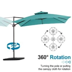 10 Ft. X 10 Ft. Square Outdoor Patio Cantilever Umbrella With Tilt In Peacock Blue -More Furniture Store jearey cantilever umbrellas jylmfx10 dz pb 4f 1000