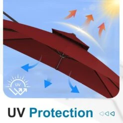 10 Ft. X 10 Ft. Square Outdoor Patio Cantilever Umbrella With Tilt In Red -More Furniture Store jearey cantilever umbrellas jylmfx10 dz rd 1f 1000