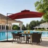 10 Ft. X 10 Ft. Square Outdoor Patio Cantilever Umbrella With Tilt In Red