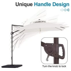 10 Ft. X 10 Ft. Square Outdoor Patio Cantilever Umbrella With Tilt In Off-White -More Furniture Store jearey cantilever umbrellas jylmfx10 dz wt c3 1000