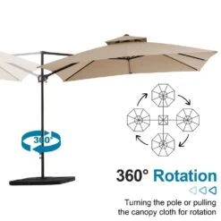 9 Ft. X 9 Ft. Square Outdoor Patio Cantilever Umbrella With Tilt In Beige -More Furniture Store jearey cantilever umbrellas jylmfx9 dz bg 1f 1000