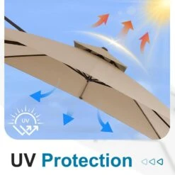 9 Ft. X 9 Ft. Square Outdoor Patio Cantilever Umbrella With Tilt In Beige -More Furniture Store jearey cantilever umbrellas jylmfx9 dz bg 4f 1000