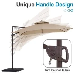 9 Ft. X 9 Ft. Square Outdoor Patio Cantilever Umbrella With Tilt In Beige -More Furniture Store jearey cantilever umbrellas jylmfx9 dz bg c3 1000