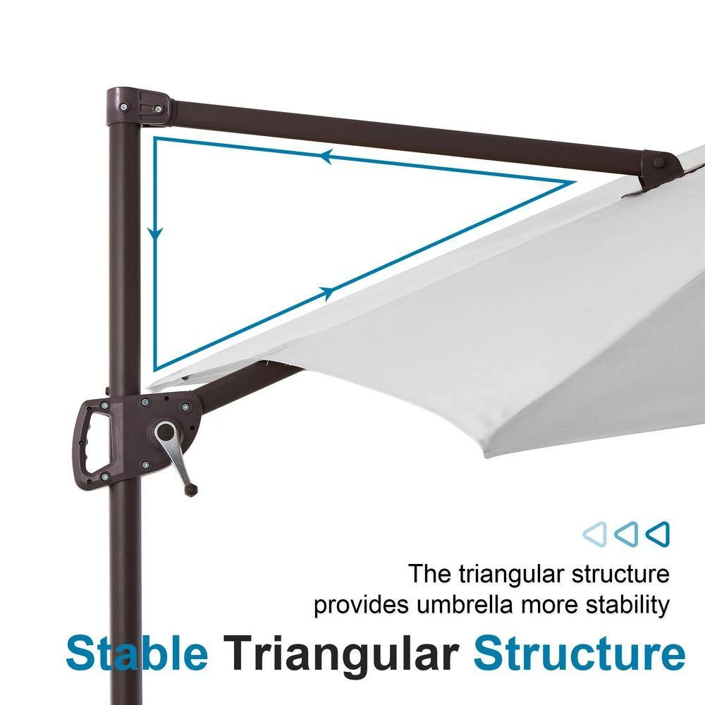 9 Ft. X 9 Ft. Square Outdoor Patio Cantilever Umbrella With Tilt In Light Gray 6 9 Ft. X 9 Ft. Square Outdoor Patio Cantilever Umbrella With Tilt In Light Gray - Image 6
