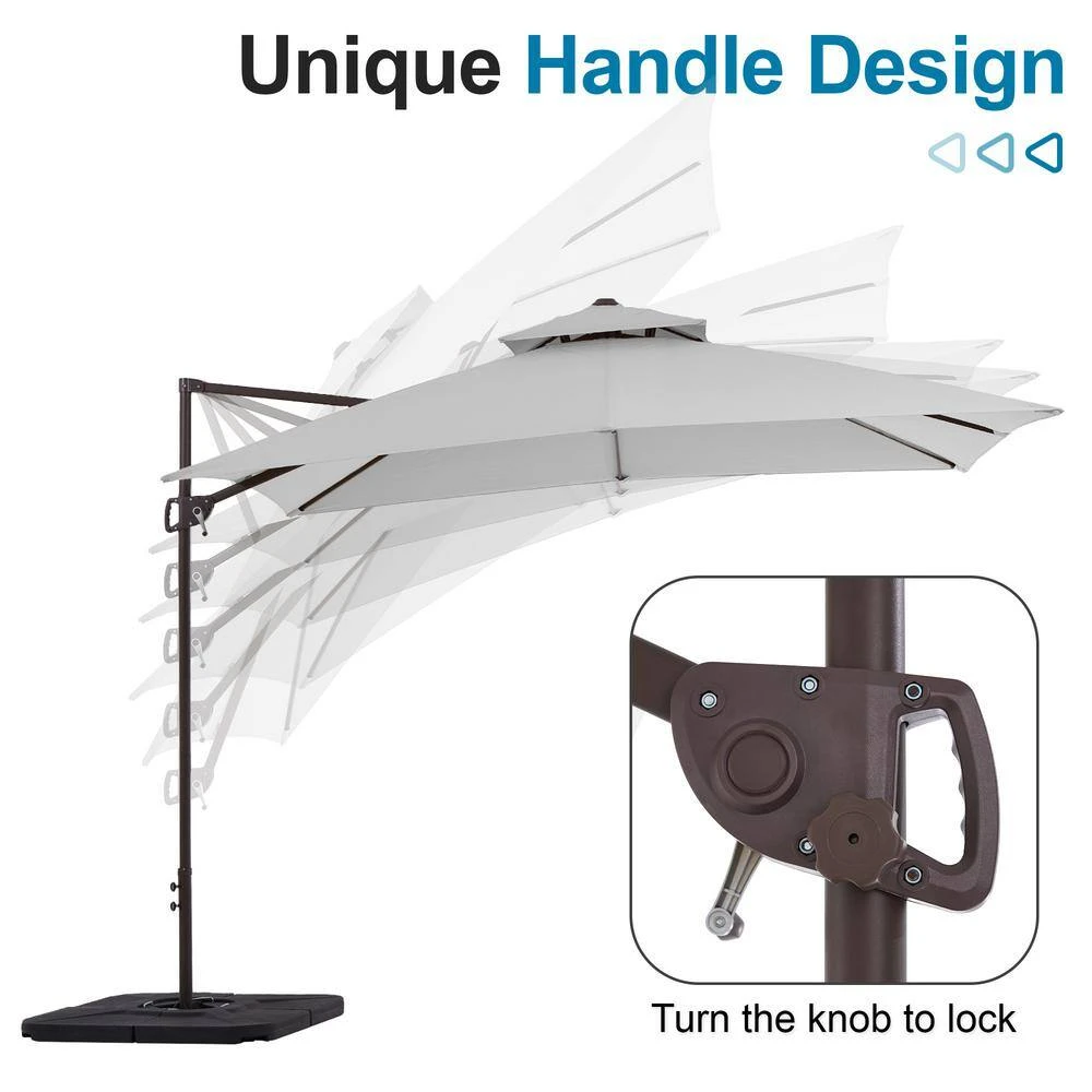 9 Ft. X 9 Ft. Square Outdoor Patio Cantilever Umbrella With Tilt In Light Gray 3 9 Ft. X 9 Ft. Square Outdoor Patio Cantilever Umbrella With Tilt In Light Gray - Image 3