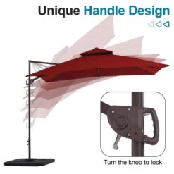 9 Ft. X 9 Ft. Square Outdoor Patio Cantilever Umbrella With Tilt In Red -More Furniture Store jearey cantilever umbrellas jylmfx9 dz rd c3 1000
