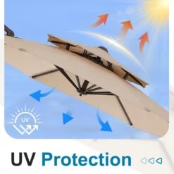 10 Ft. Outdoor Patio Cantilever Umbrella With Tilt In Beige -More Furniture Store jearey cantilever umbrellas jylmyx10 bg 1f 1000