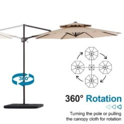 10 Ft. Outdoor Patio Cantilever Umbrella With Tilt In Beige -More Furniture Store jearey cantilever umbrellas jylmyx10 bg 4f 1000