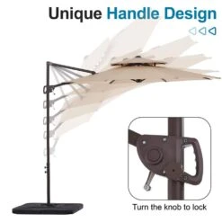 10 Ft. Outdoor Patio Cantilever Umbrella With Tilt In Beige -More Furniture Store jearey cantilever umbrellas jylmyx10 bg c3 1000