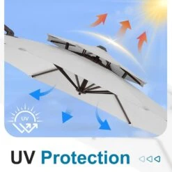 10 Ft. Outdoor Patio Cantilever Umbrella With Tilt In Light Gray -More Furniture Store jearey cantilever umbrellas jylmyx10 lgy 1f 1000