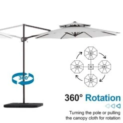 10 Ft. Outdoor Patio Cantilever Umbrella With Tilt In Light Gray -More Furniture Store jearey cantilever umbrellas jylmyx10 lgy 4f 1000