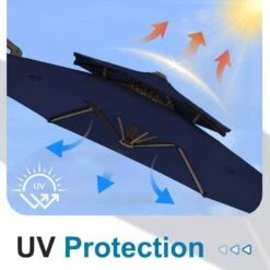 10 Ft. Outdoor Patio Cantilever Umbrella With Tilt In Navy -More Furniture Store jearey cantilever umbrellas jylmyx10 nv 1f 1000